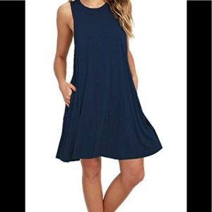 Navy Blue Sleeveless Blouse/ Dress Medium